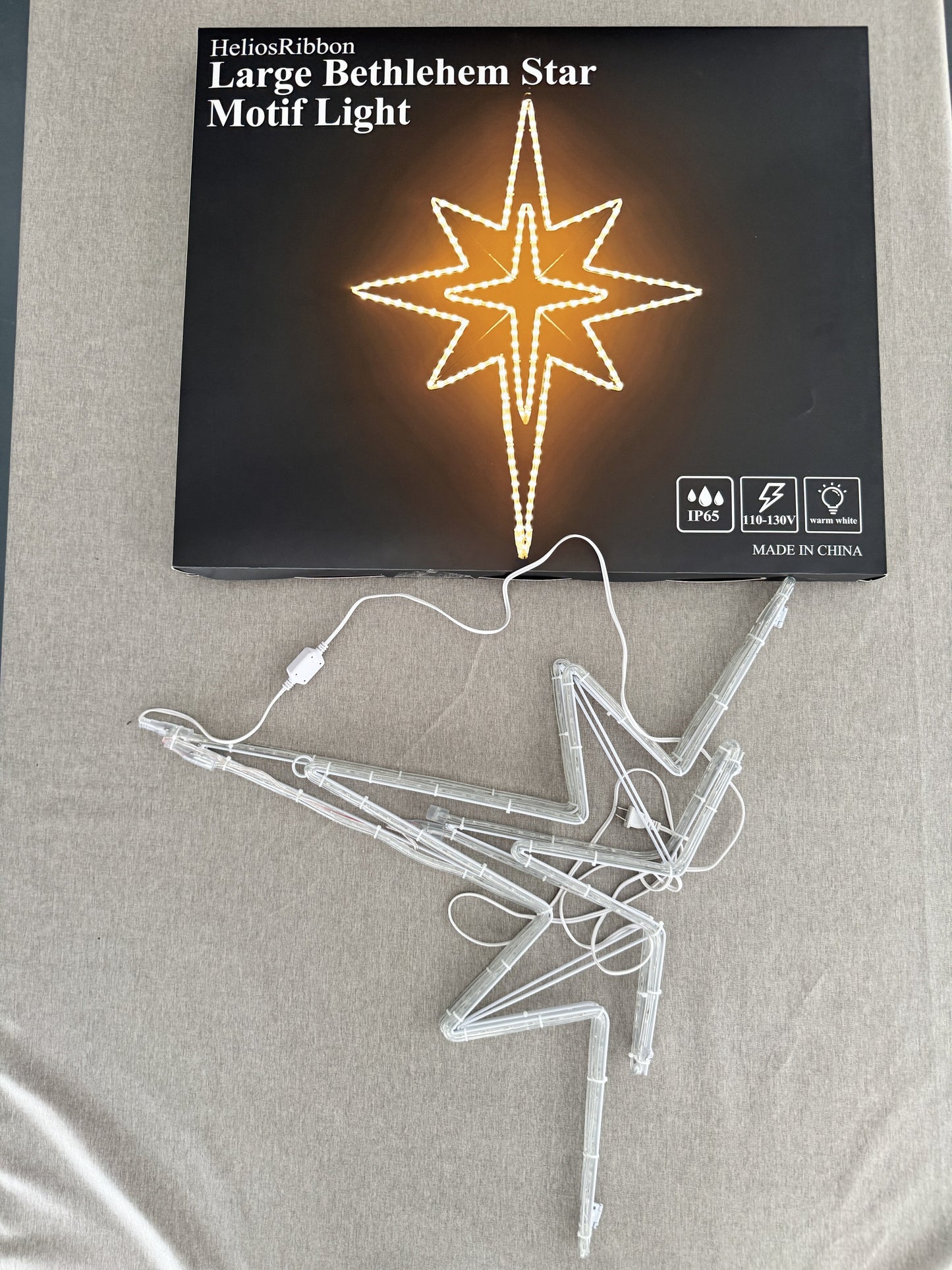 Large Star Motif Lights, Christmas LED Light Sign Outdoor Holiday Decoration Waterproof, for Nativity Scene Window Roof Wall