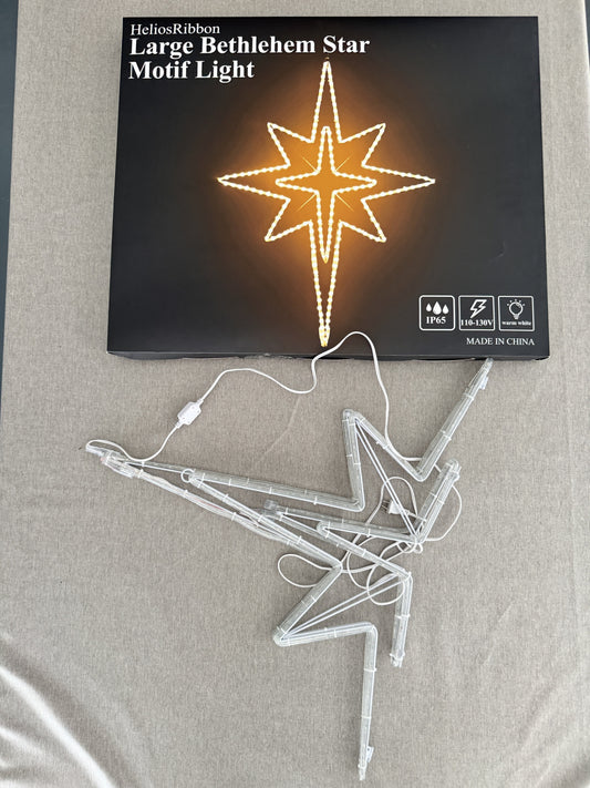 Large Star Motif Lights, Christmas LED Light Sign Outdoor Holiday Decoration Waterproof, for Nativity Scene Window Roof Wall