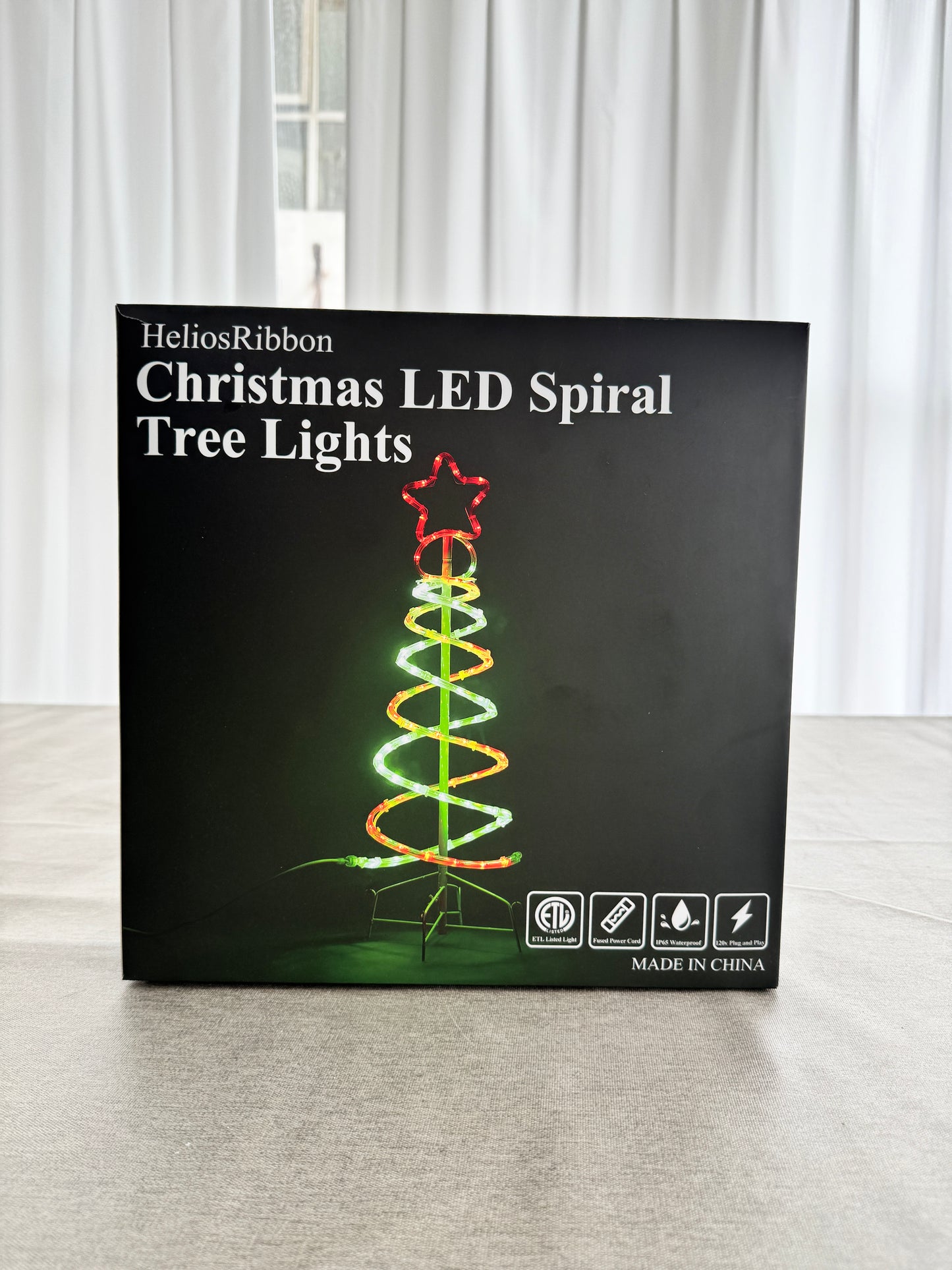 Christmas LED Double Spiral Lighted Tree Light, ETL Listed Waterproof Holiday Lights Outdoor Indoor Decor