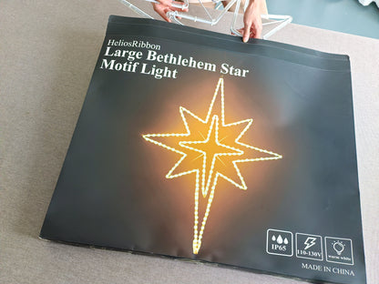 Large Star Motif Lights, Christmas LED Light Sign Outdoor Holiday Decoration Waterproof, for Nativity Scene Window Roof Wall
