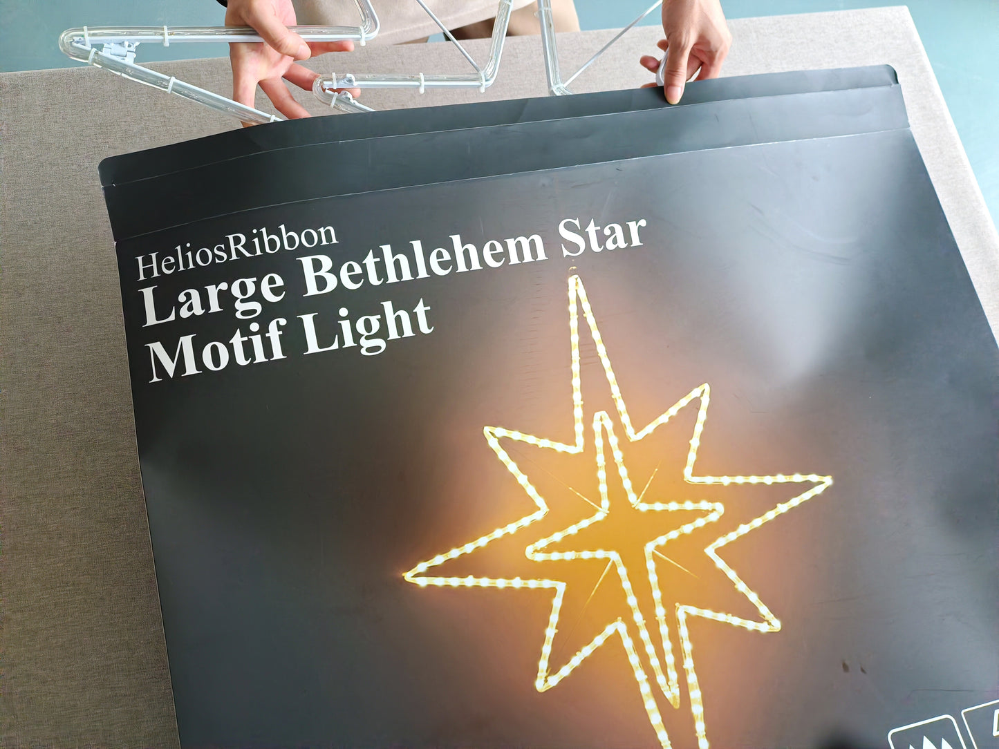 Large Star Motif Lights, Christmas LED Light Sign Outdoor Holiday Decoration Waterproof, for Nativity Scene Window Roof Wall
